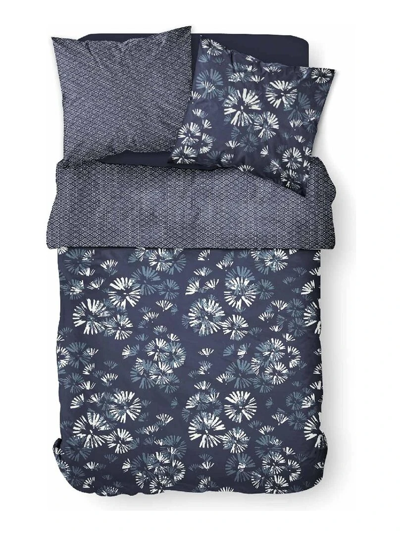 Parure de lit aux pissenlits stylisés   Bleu