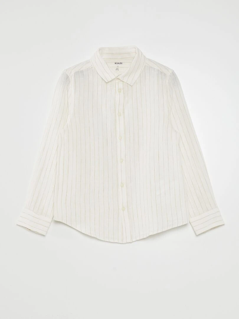 Chemise en lin fines rayures BLANC