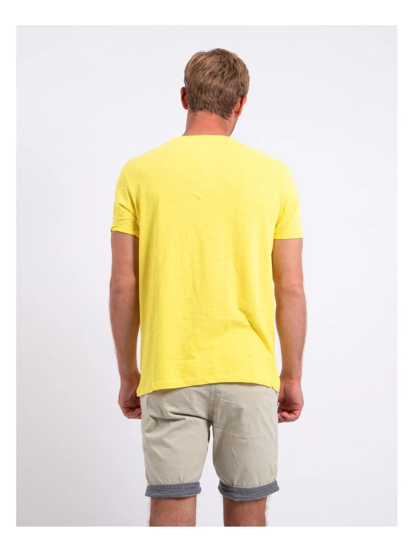 T shirt manches courtes col rond pur coton NOTELOX   Jaune