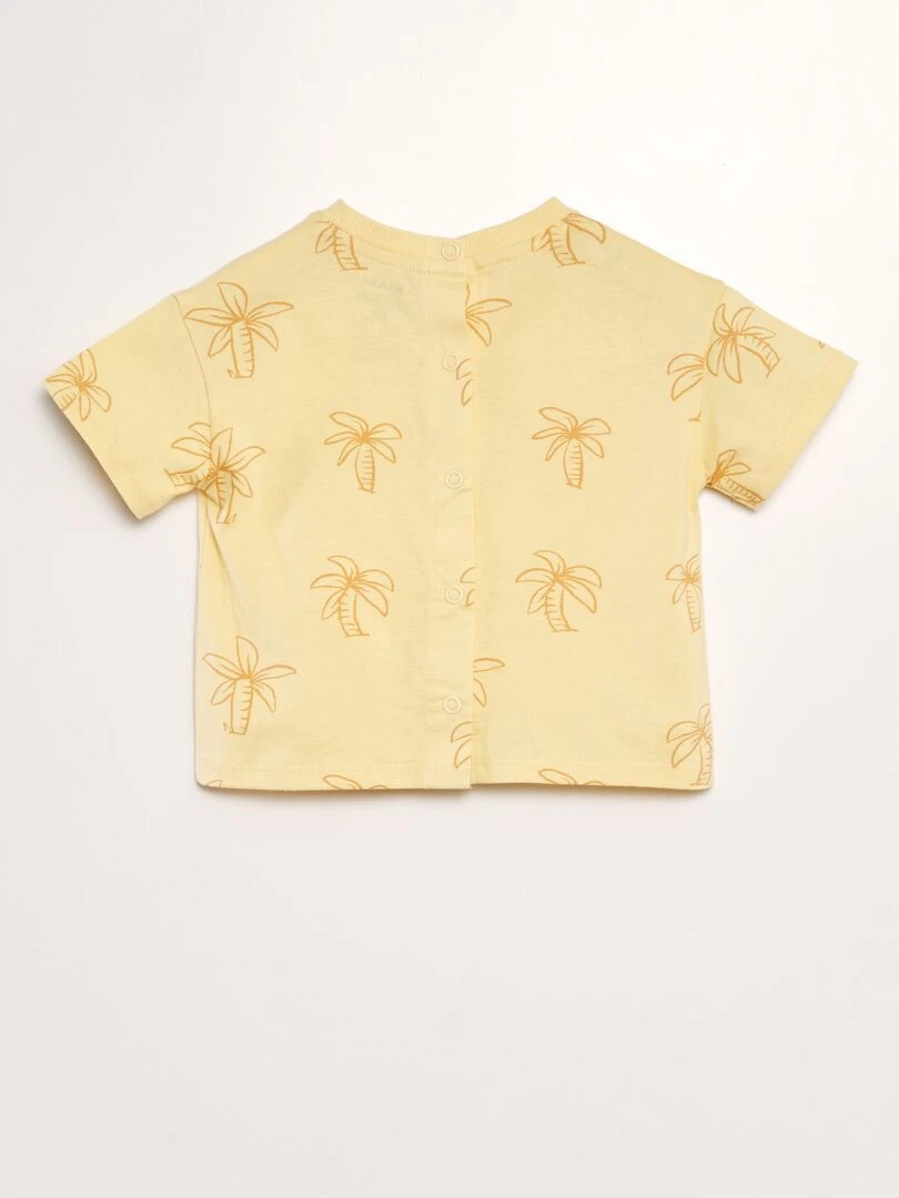 Ensemble t shirt + short en french terry   2 pièces   Jaune