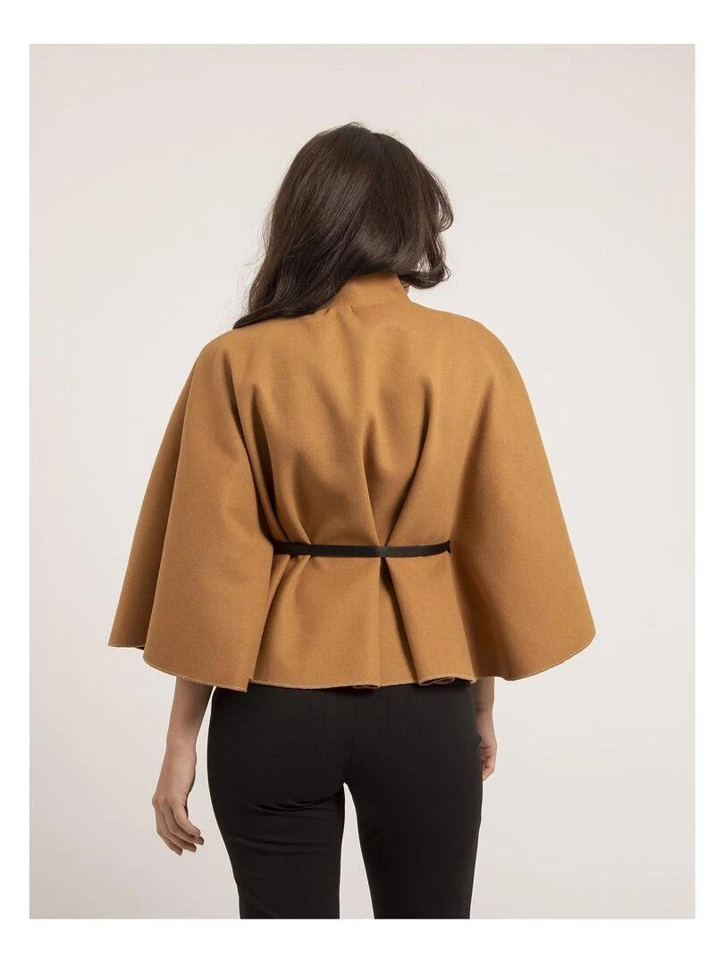Cape courte et ceinture UMILIA Marron caramel