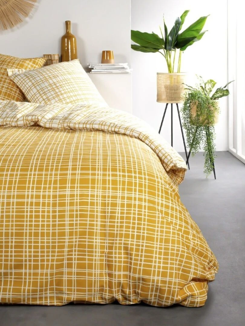 Housse de couette Sunshine Esinlord + taie(s) 100% coton 57 fils Jaune