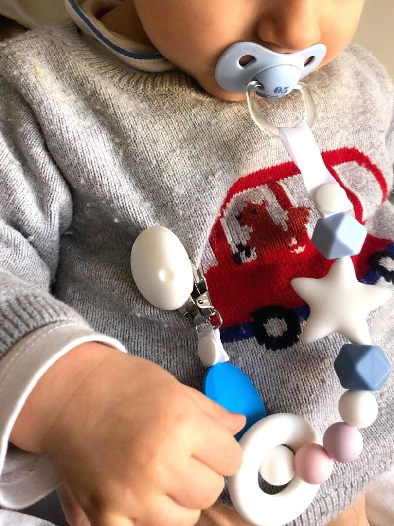 Accroche Tétine sans BPA Hochet   Vert