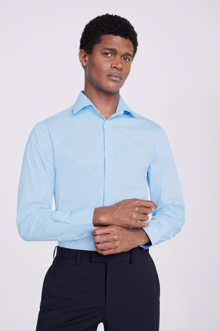 Tailored Fit Navy Poplin Shirt    Buy Online at Moss