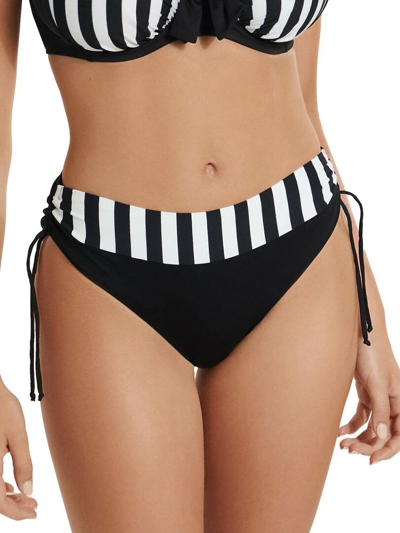 Bas maillot slip de bain taille haute côtés réglables Rhodes Noir