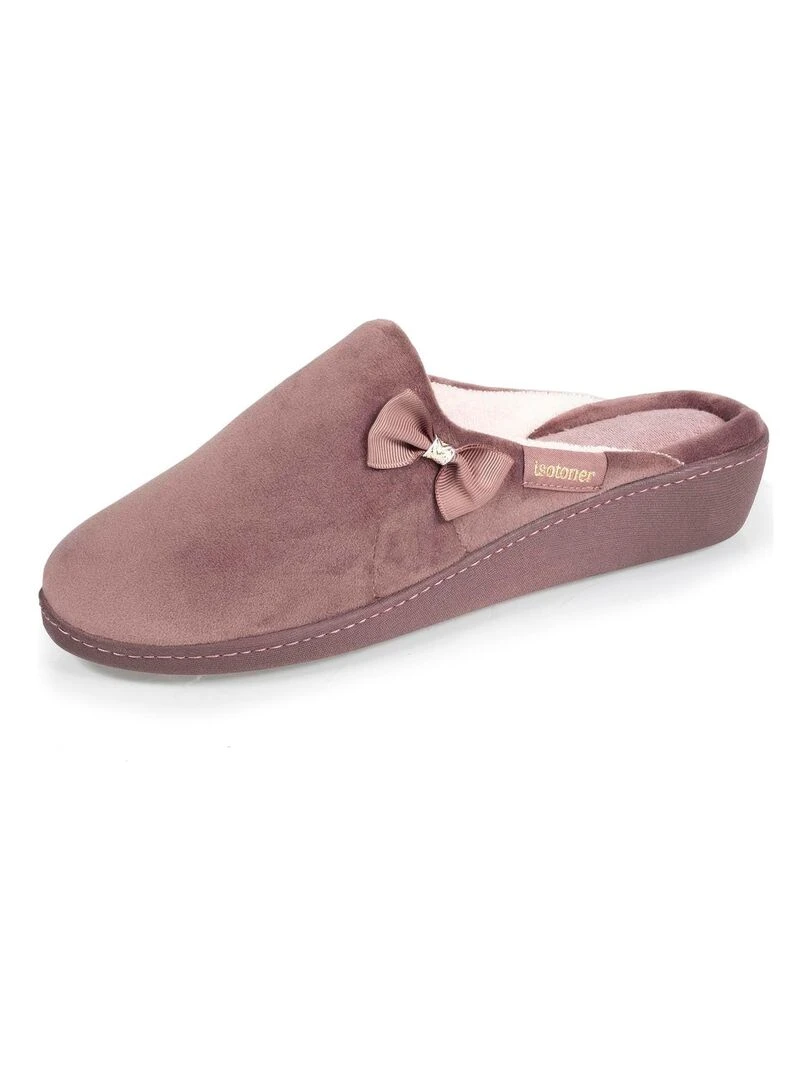 Chaussons mules talon Femme Taupe Gris taupe