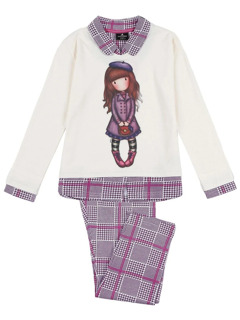 Tenue d'intérieur pyjama pantalon et haut Le Beret Santoro Ecru