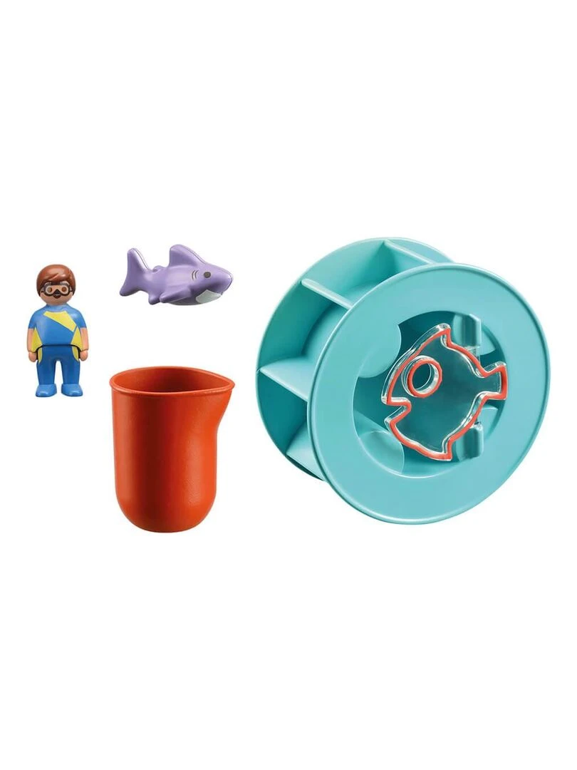 Playmobil 70636 1.2.3 Aqua : Roue aquatique avec bébé requin   N/A