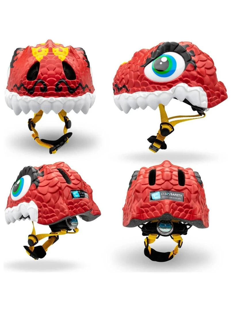 Casque de Vélo pour enfants   Dragon Rouge   Crazy Safety   Certifié EN1078   Rouge