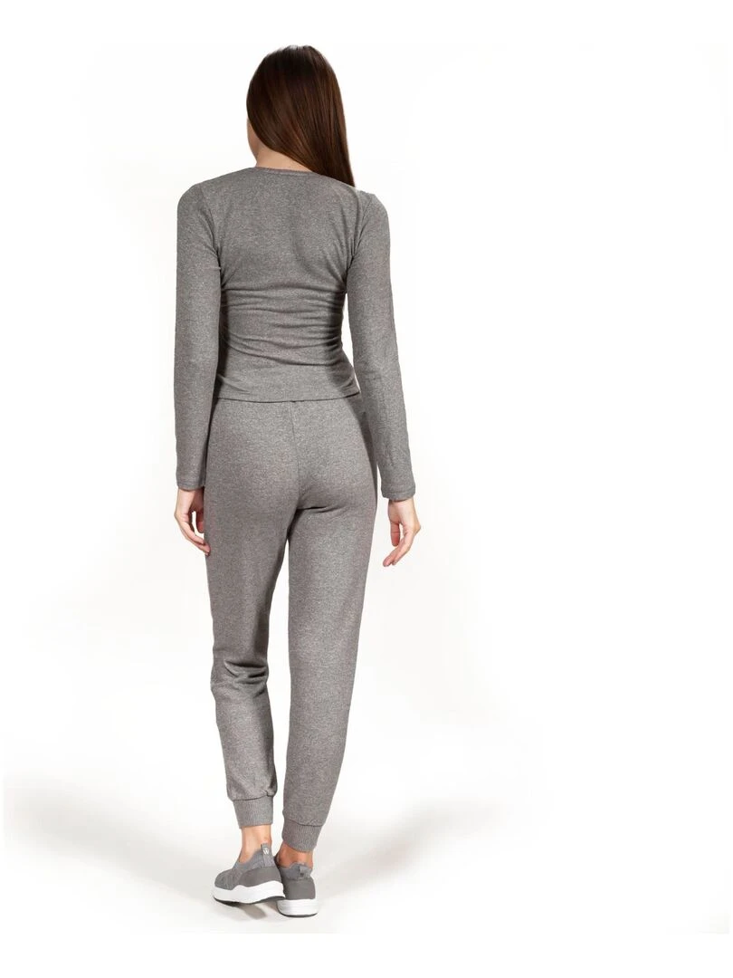 Ensemble Homewear T shirt cache coeur et pantalon jogger Gris chiné Gris