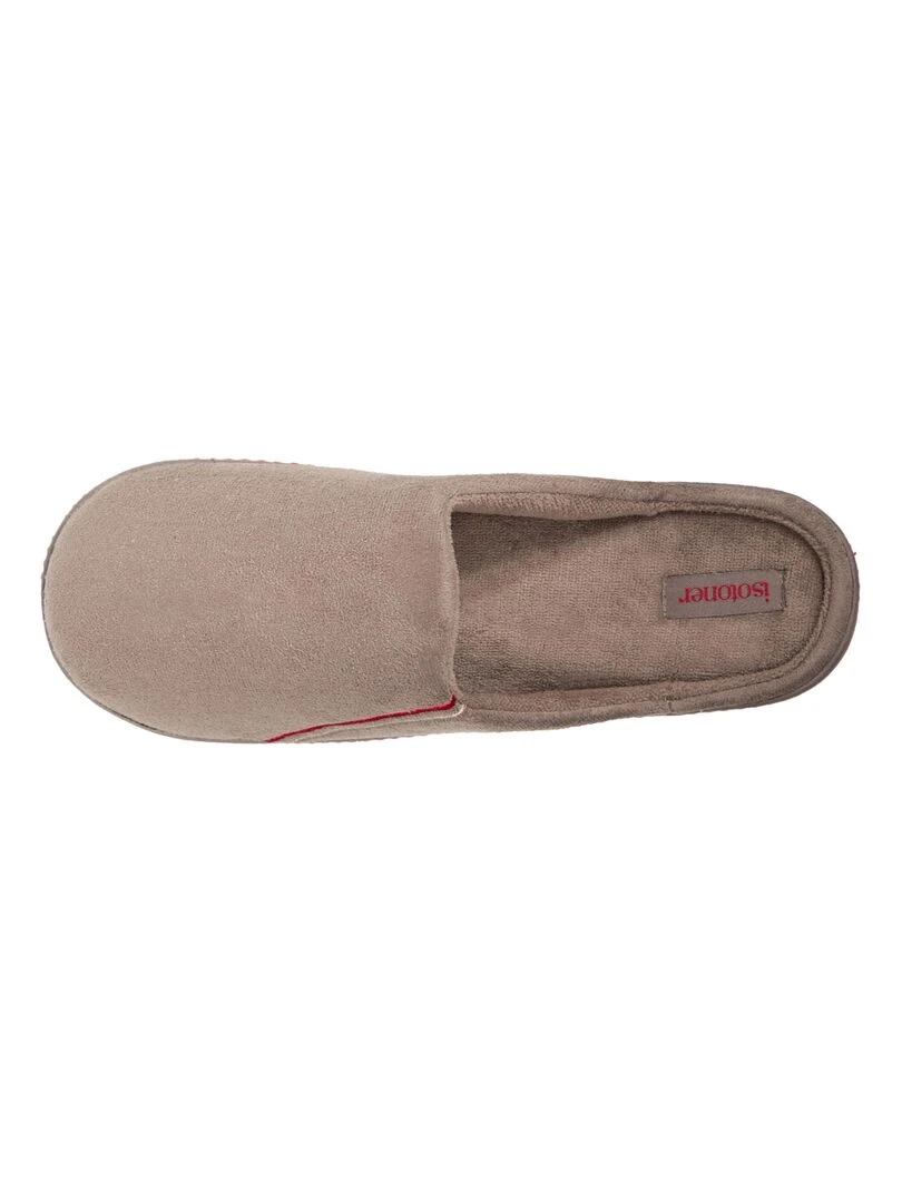 Chaussons Mules Homme Taupe Brodées   Marron