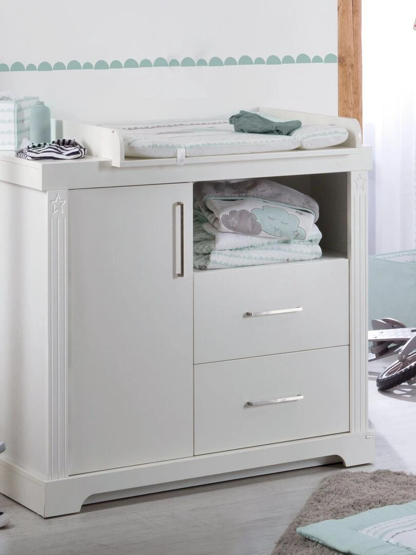 ROBA Commode à Langer "Maxi" – avec Plan à Langer Amovible – Style maison de campagne Blanc