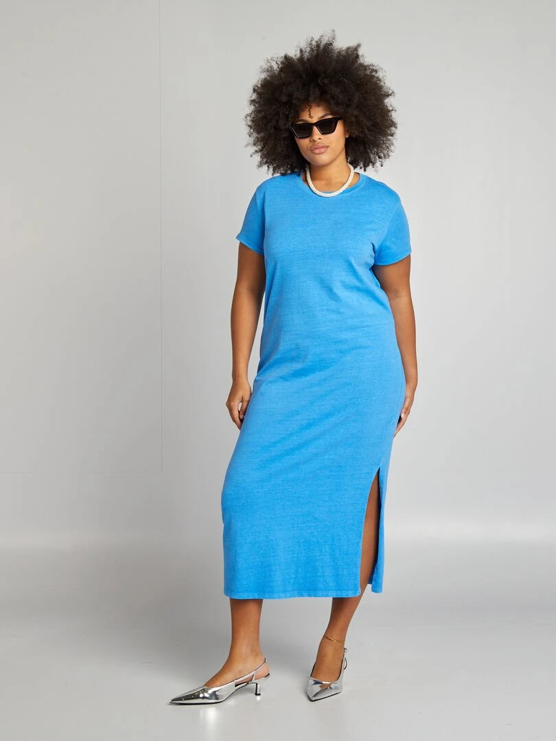 Robe t shirt effet délavé   Bleu