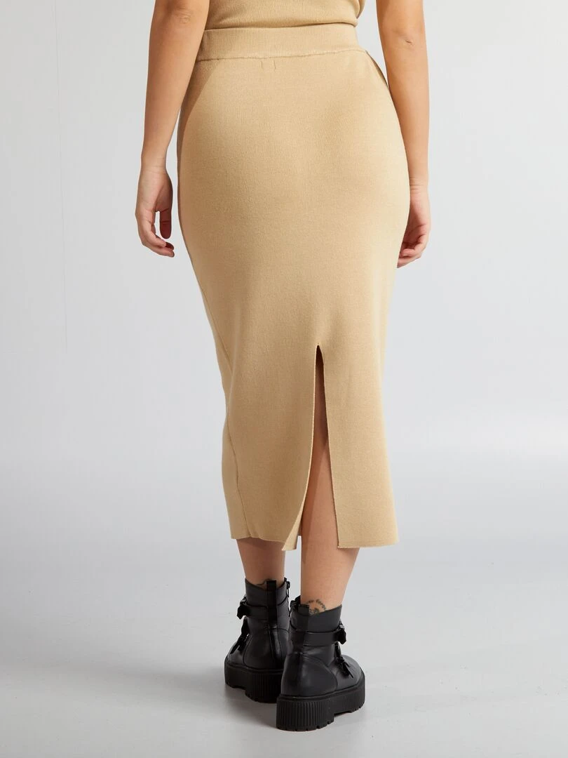 Jupe tube en tricot   Beige