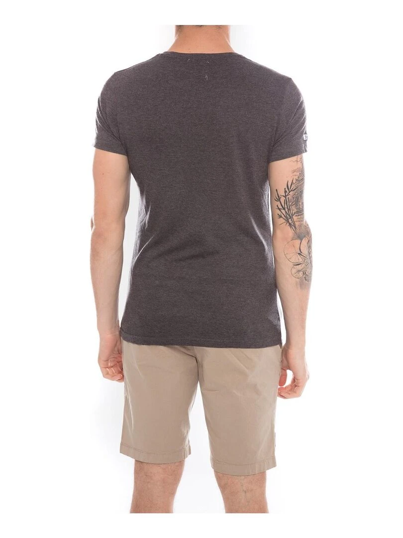 T shirt col rond en coton NAMASKA   Gris foncé