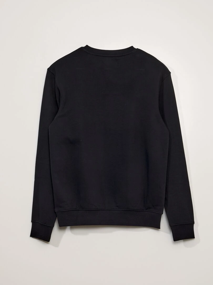 Sweat en molleton uni à col rond   noir