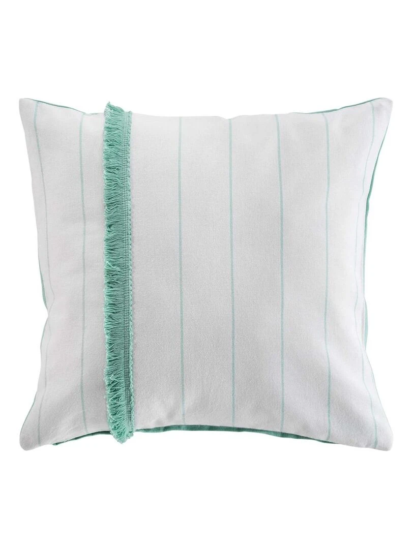 Coussin déhoussable à galon frangé Vert clair