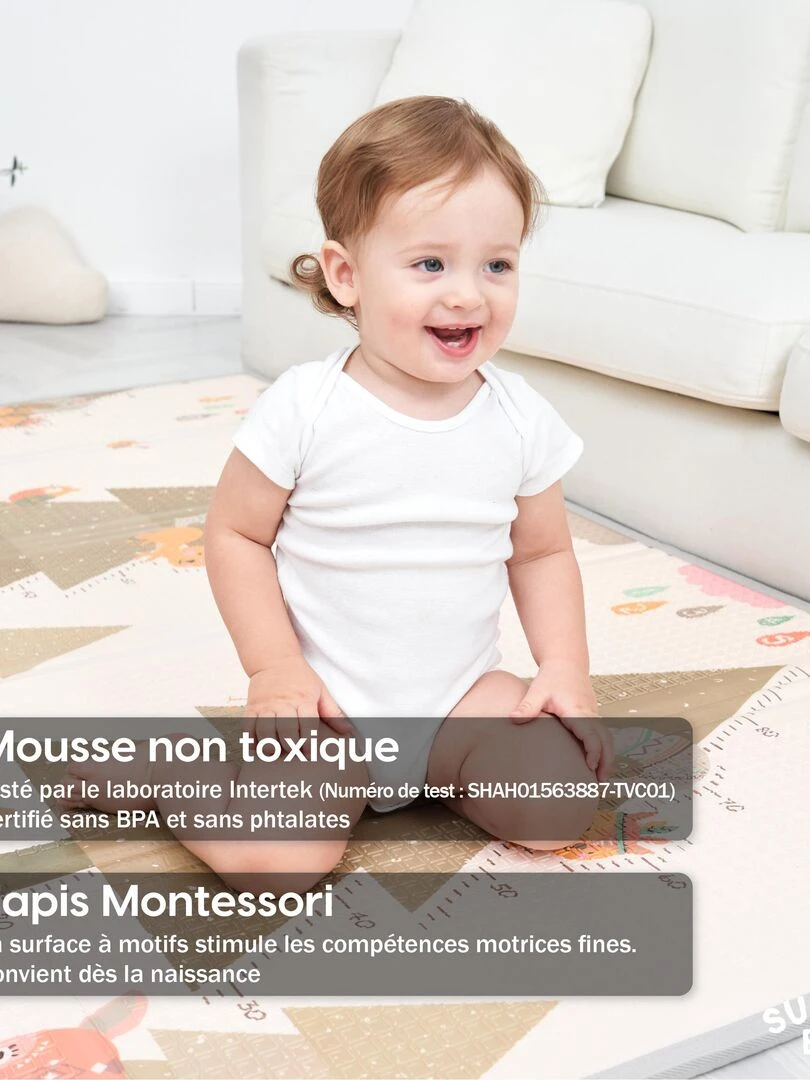 Tapis de Jeu en mousse  épais et pliable pour enfants   FISH XXL   SUPERBE BEBE   Beige