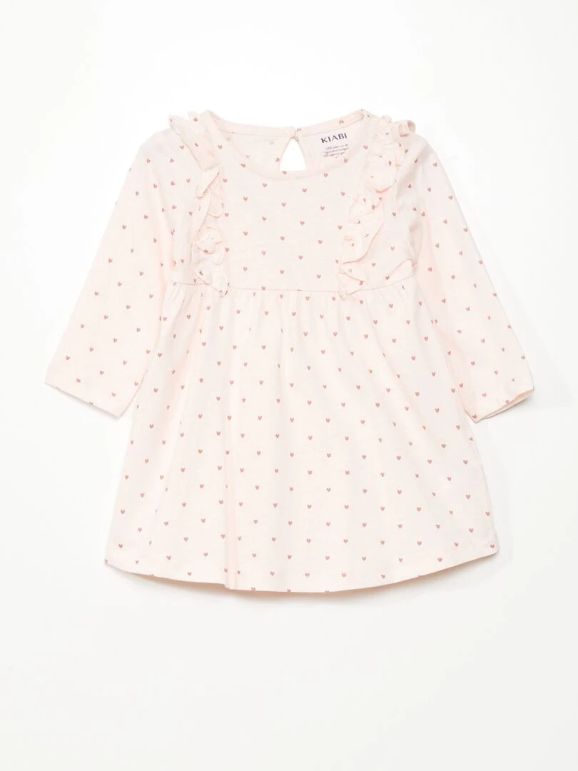 Robe évasée motif coeurs Rose coeur
