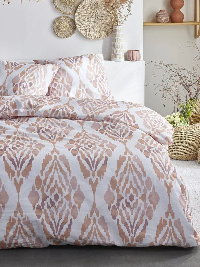 Parure de lit imprimé Graphique coton SUNSHINE SOPHIA Blanc