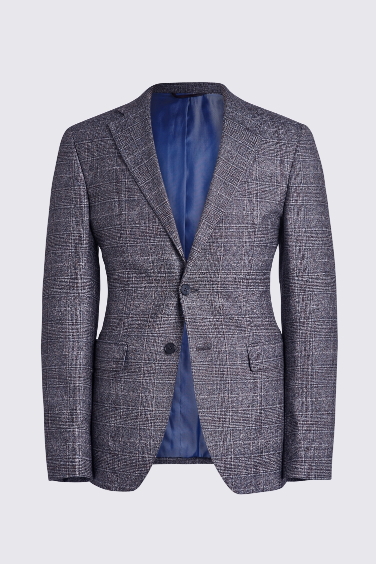 Italian Slim Fit Grey Check Jacket    Buy Online at Moss