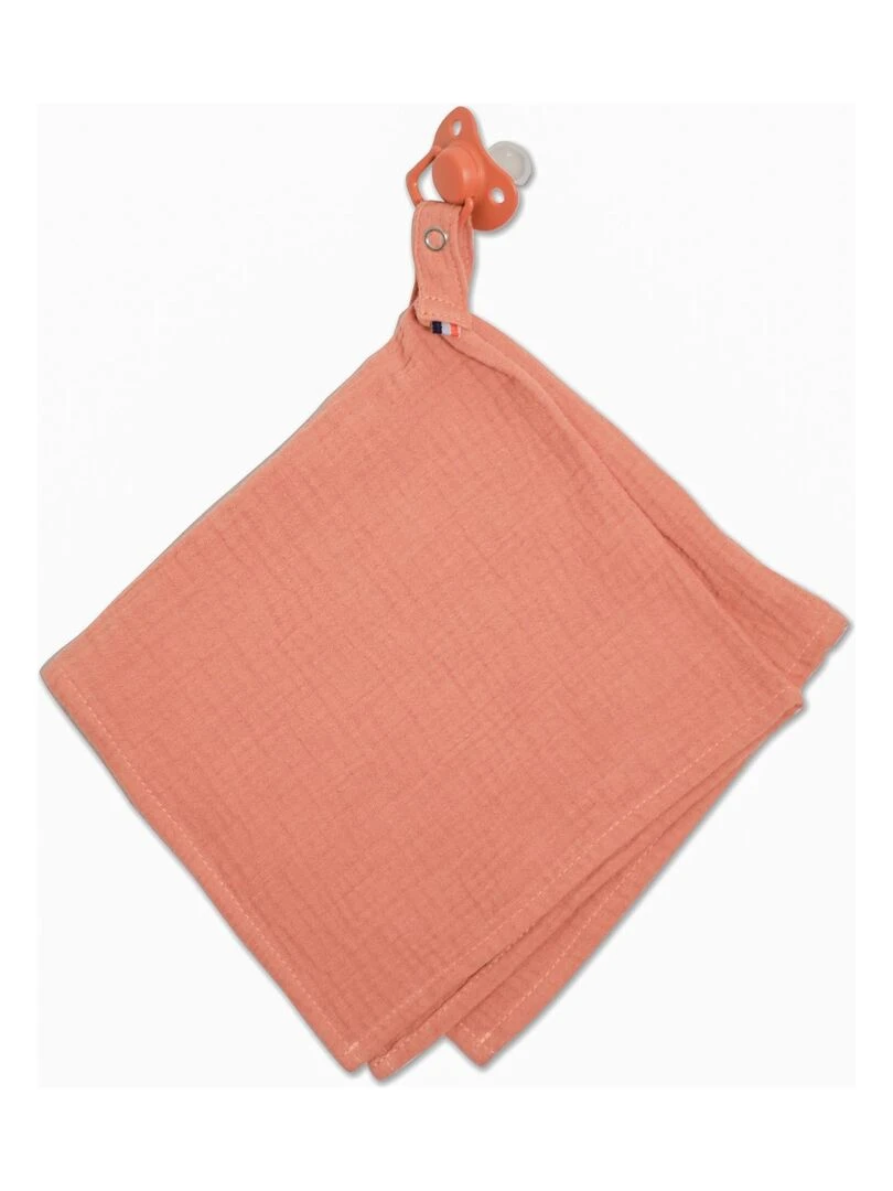 Doudou lange attache tétine en gaze de coton Jeanne Marron