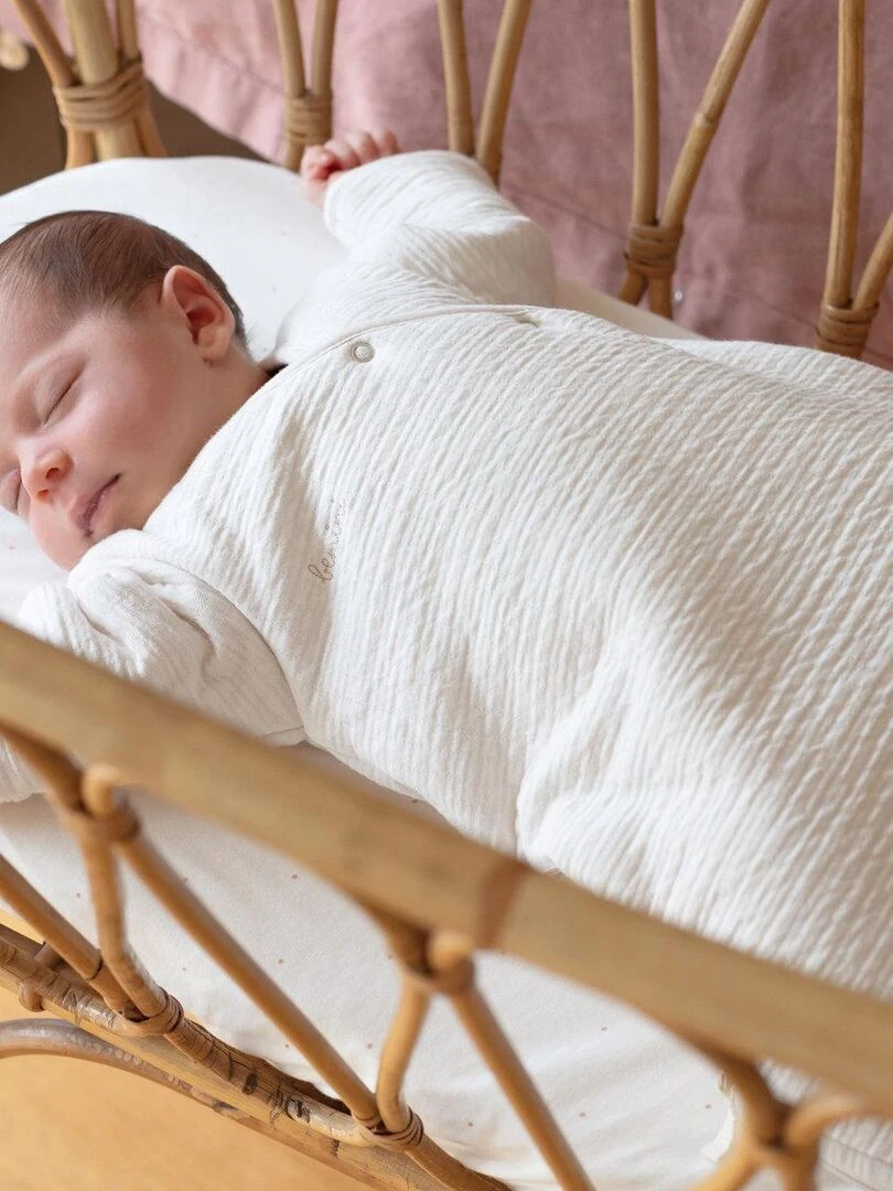 Bemini Gigoteuse avec moufles Pady Tetra Jersey et jersey Blanc cassé