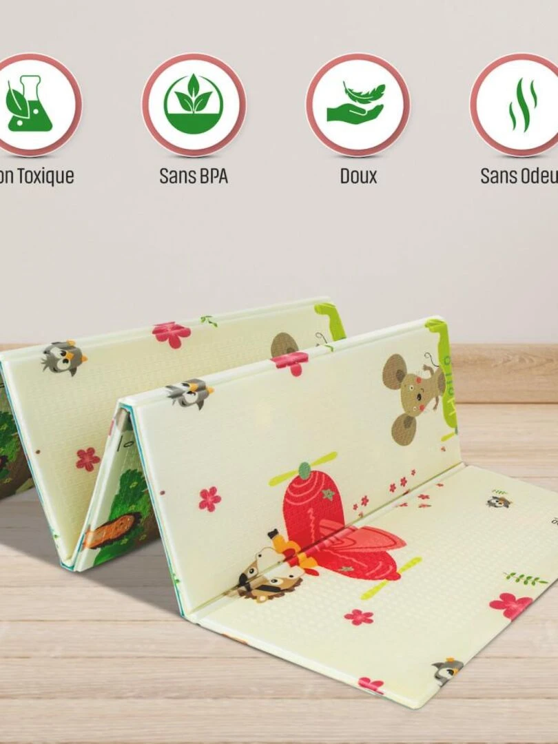Tapis d'Eveil Pliable Réversible Bébé Licorne & Animaux par Kidol   Bleu