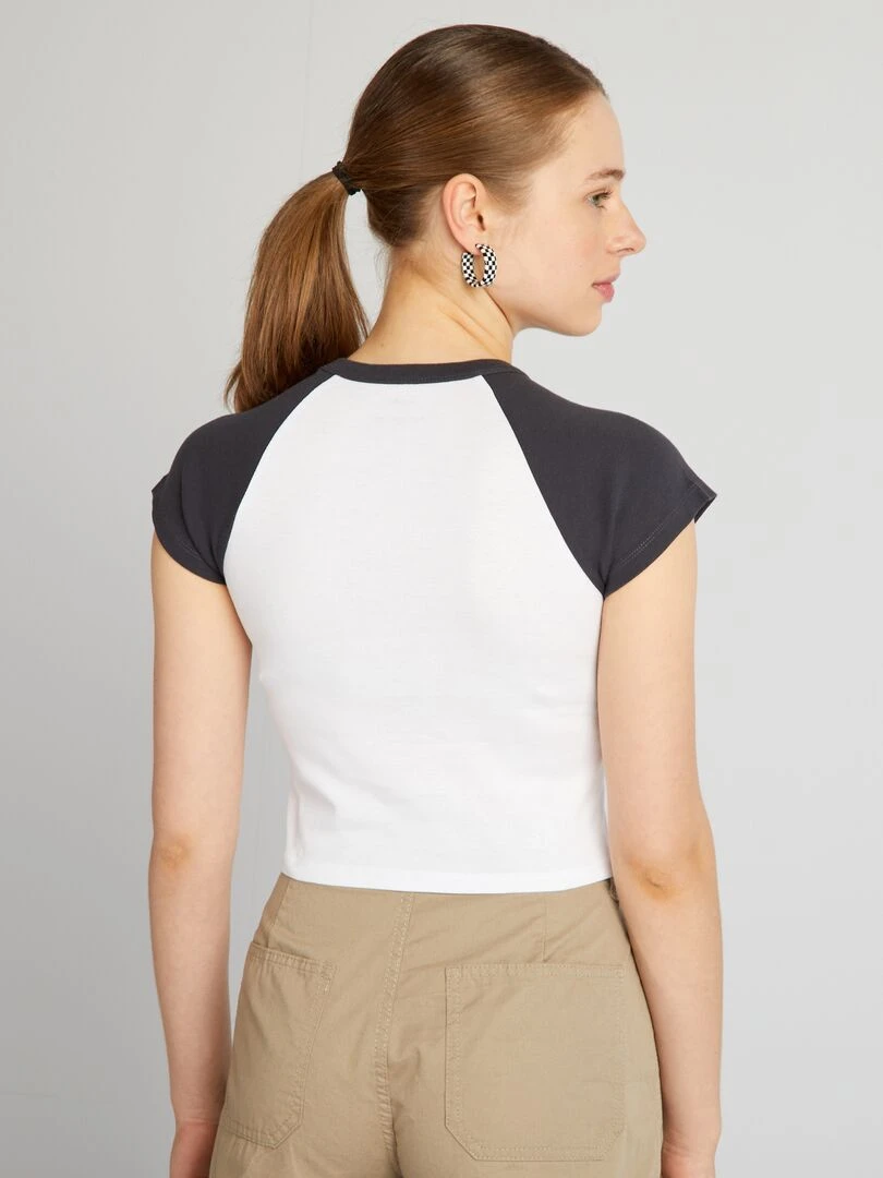 Crop top en jersey avec étoile   Noir