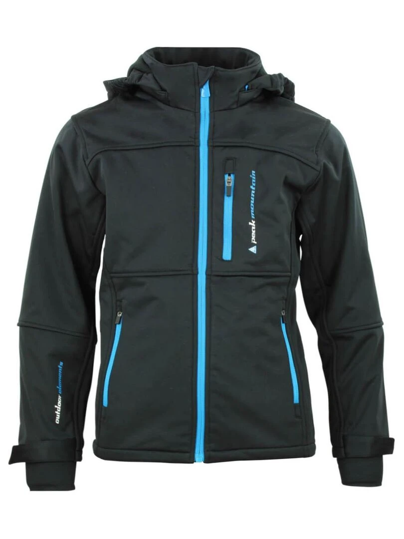 Blouson softshell garçon ECANNE PEAK MOUNTAIN Noir Bleu