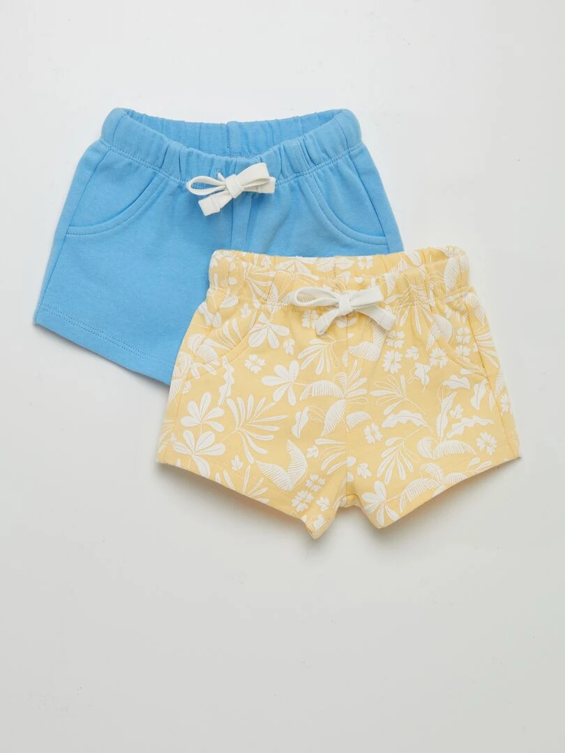 Lot de 2 shorts en molleton fin Jaune/bleu