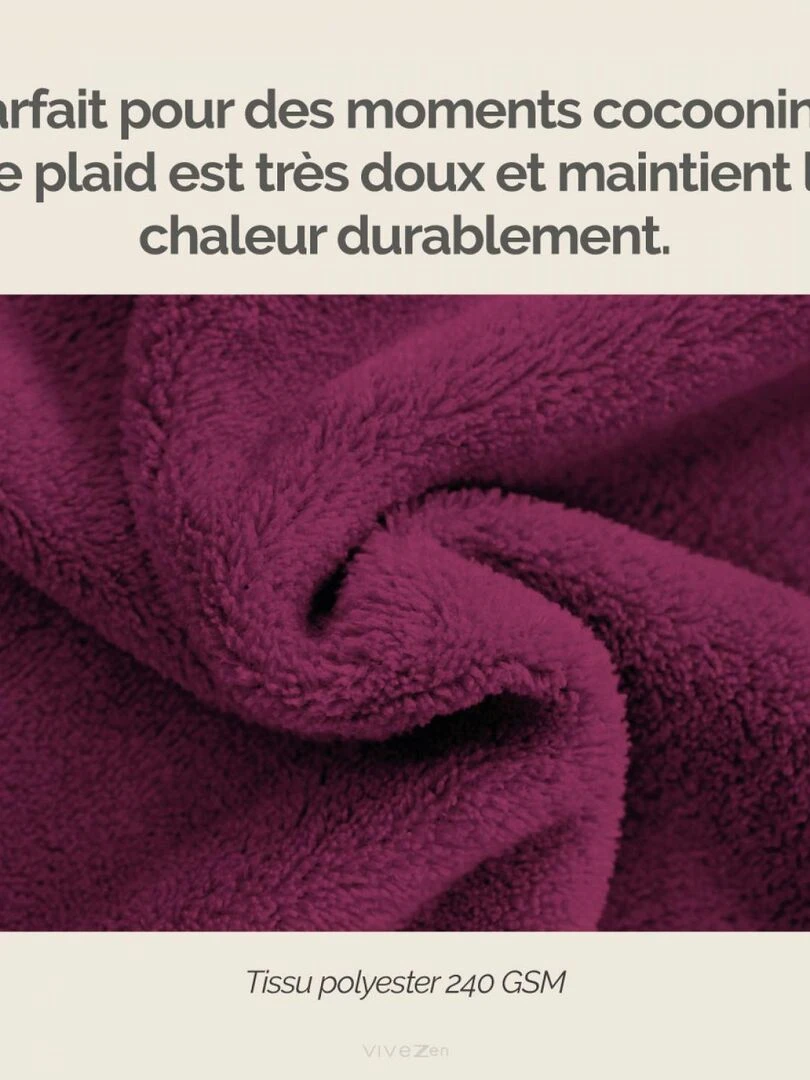 Couverture  plaid polaire en flanelle ultra doux   150 x 200 cm   Vivezen   Violet