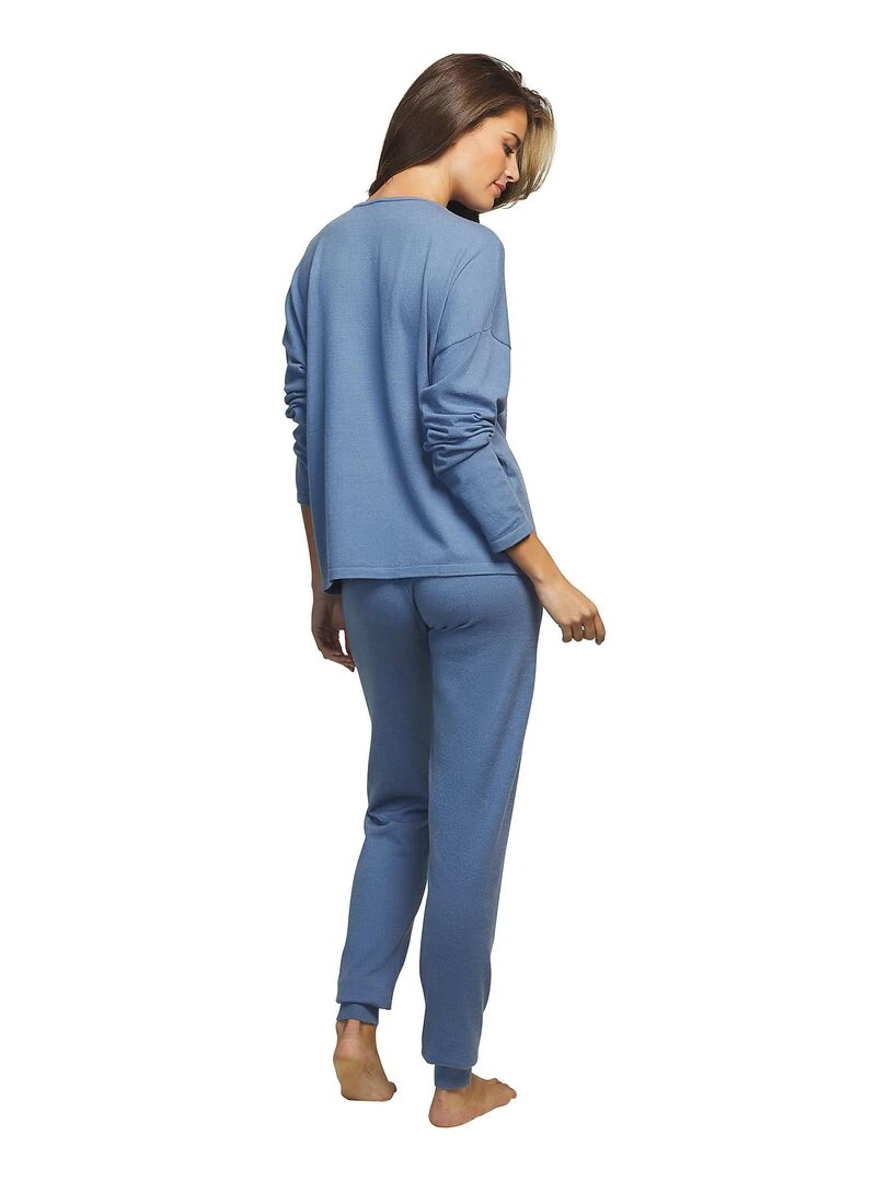 Tenue détente et intérieur pyjama pantalon haut Tricot Bleu
