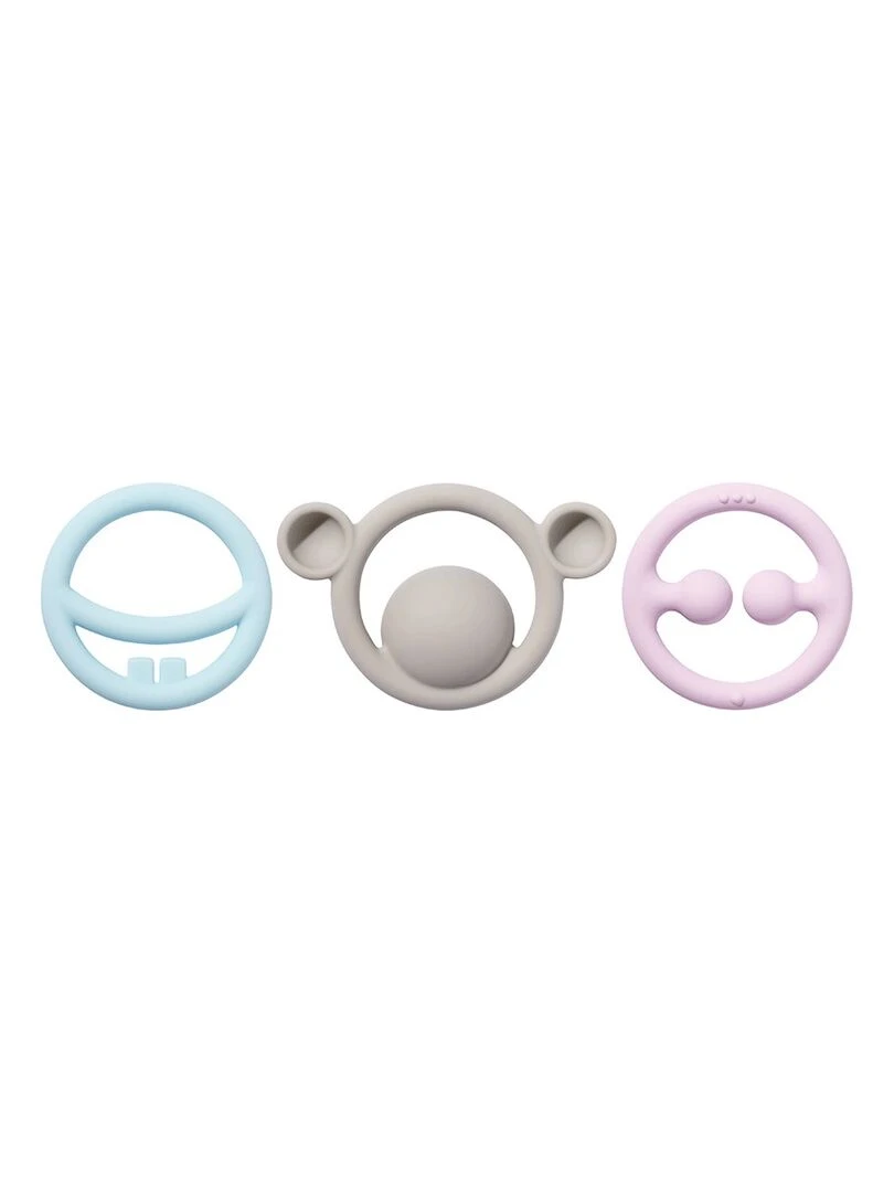 Set de 3 anneaux de dentition tactiles Pastel NIGI NAGI & NOGI Multicolore