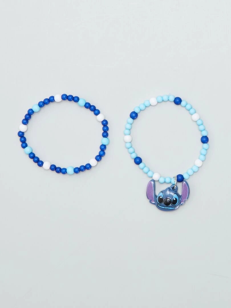 Lot de 2 bracelets perles 'Stitch' Bleu