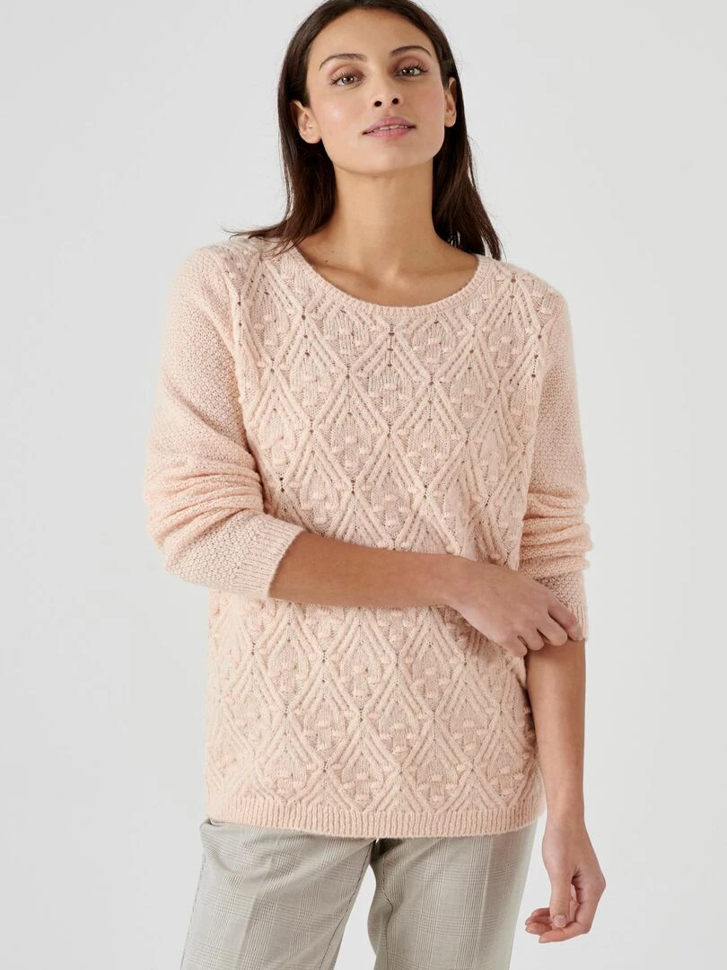 Pull col rond chaud   Damart   Rose clair