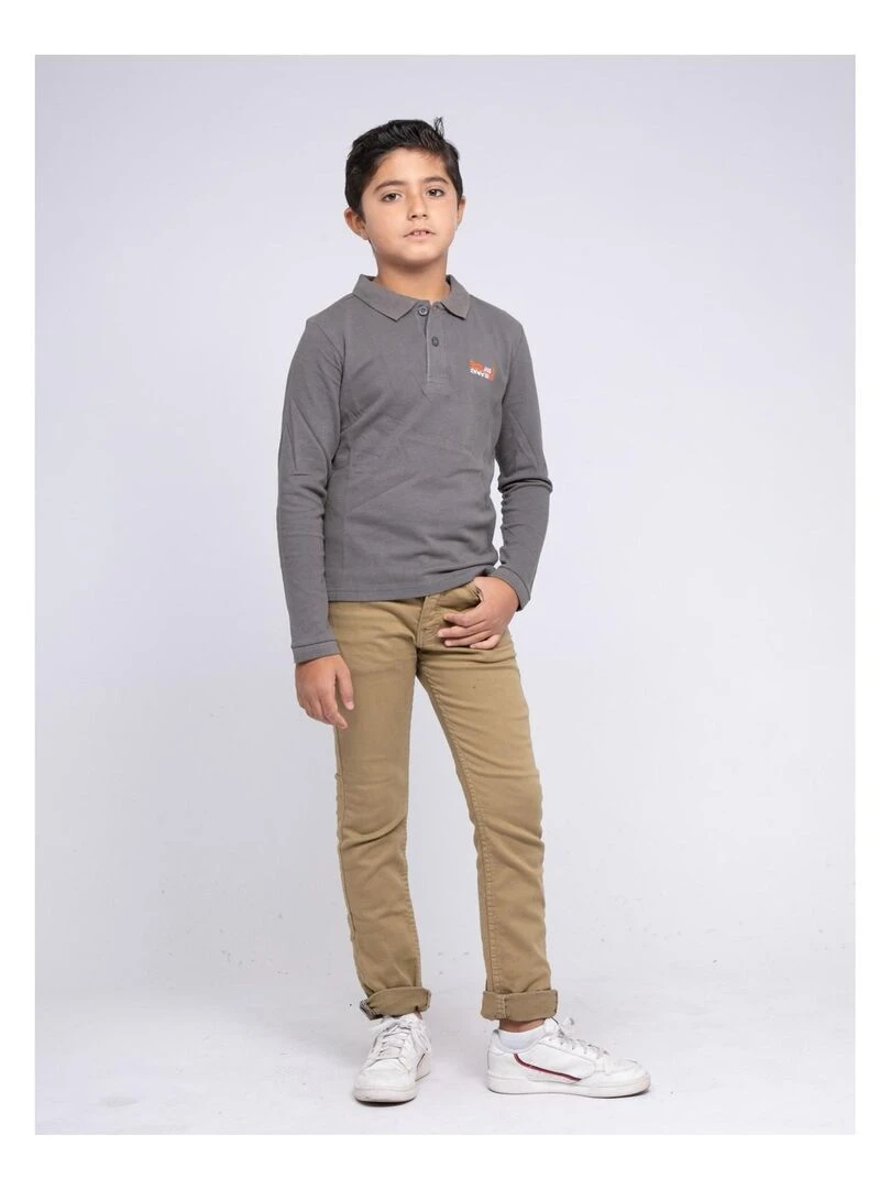 Polo manches longues pur coton PODRICK J   Gris