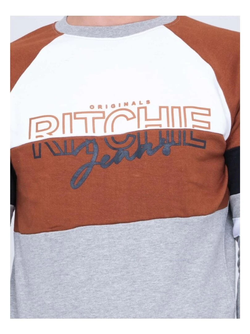 Sweat col rond WOLBERT   Marron glacé