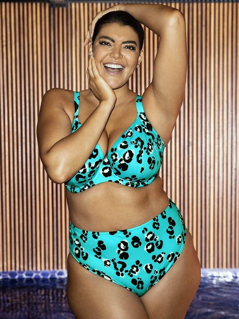 Haut de maillot léopard grande taille Kotiya   Bleu