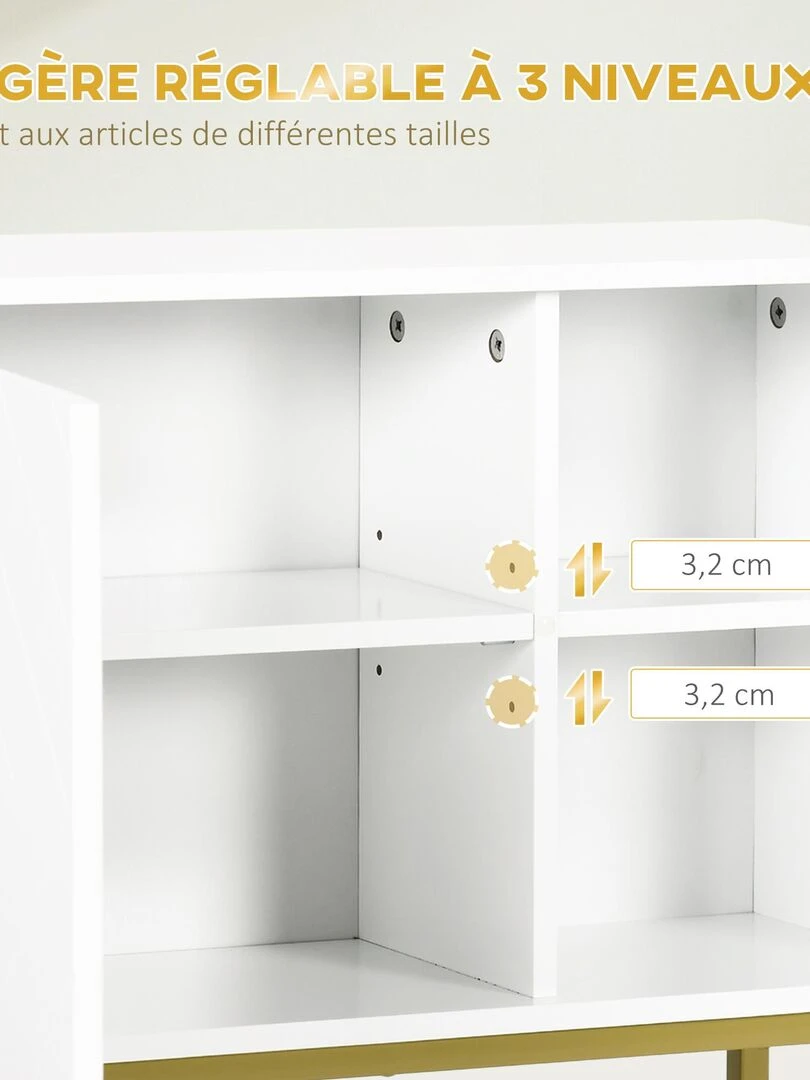 Armoire murale de salle de bain acier doré MDF blanc   Blanc