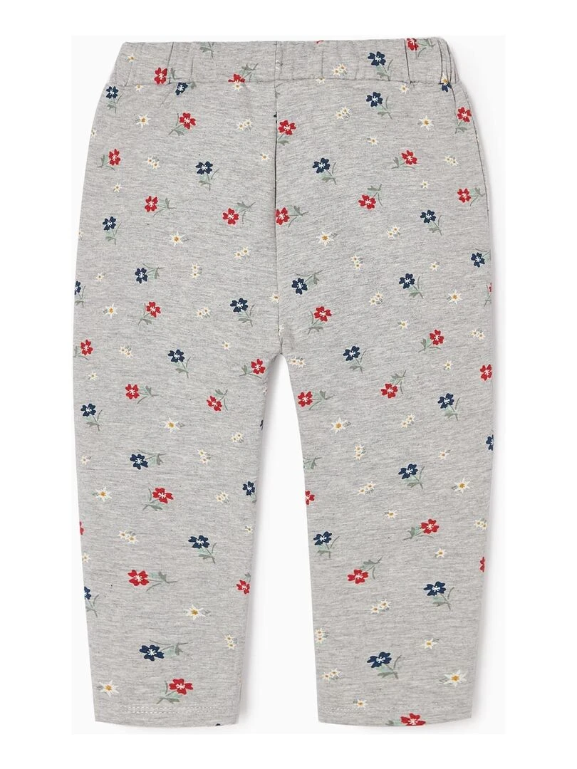 Pantalon de Jogging en Coton Bébé Fille 'Fleurs' ALPINE LUXURY Gris clair