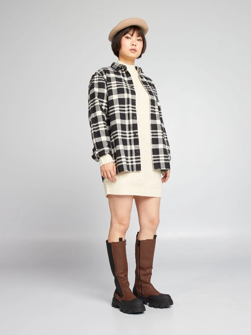 Robe pull côtelé Beige