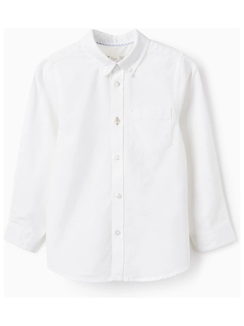 Chemise En Coton Pour Garçon manches longues Blanc