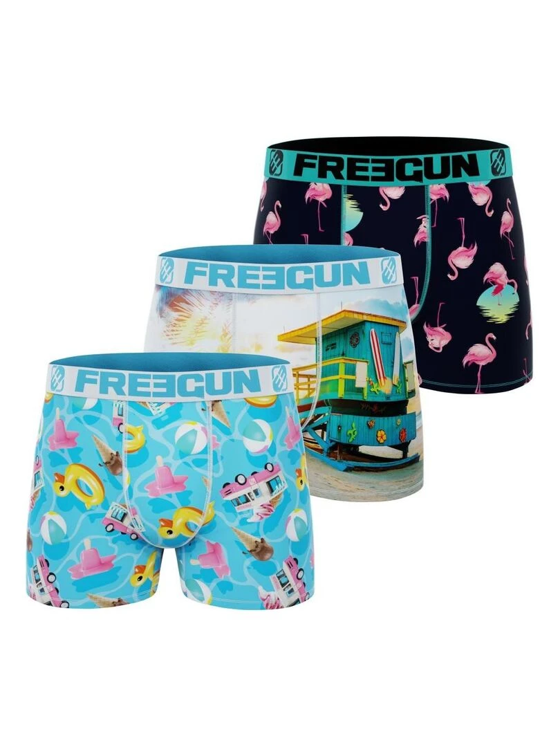 Lot de 3 boxers garçon Summer Vibes Freegun Bleu