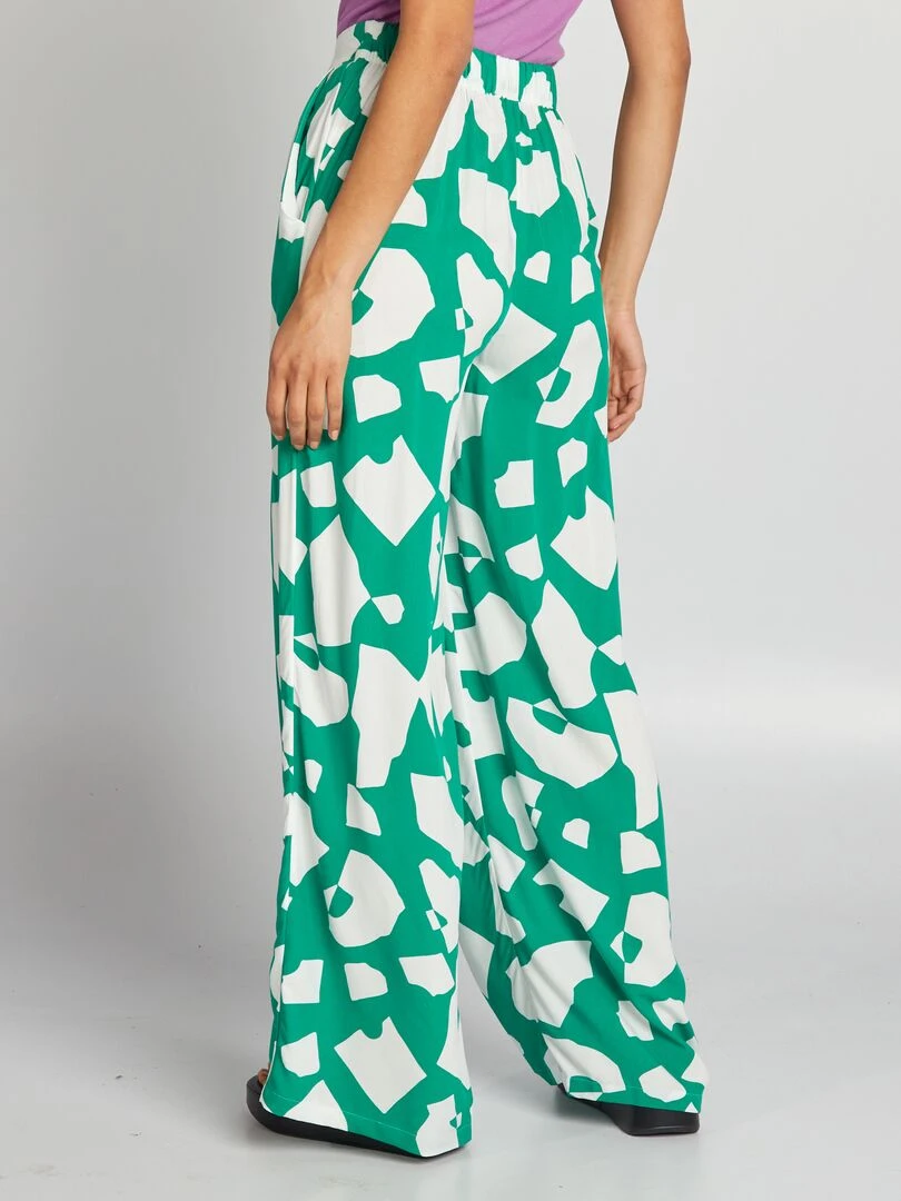 Pantalon large imprimé   Vert foncé