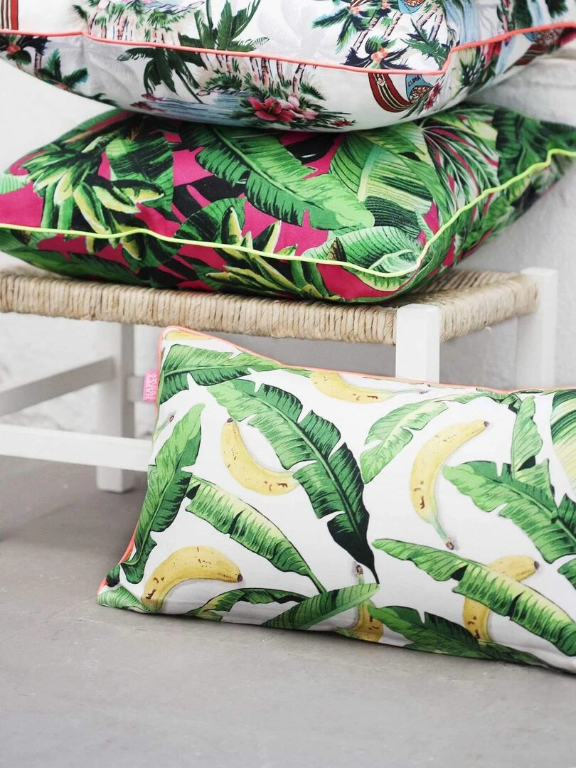 Housse de coussin décoratif Banana "Happyfriday"   Blanc