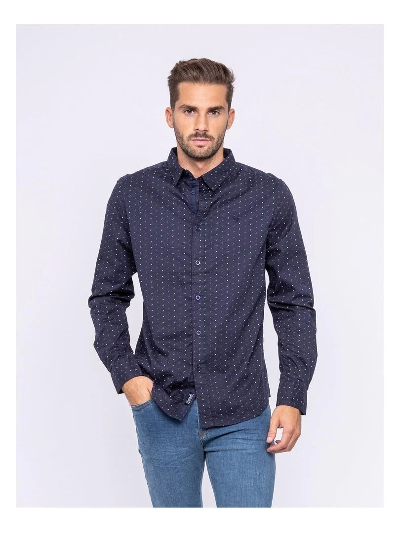 Chemise manches longues motifs TANAKA Bleu marine