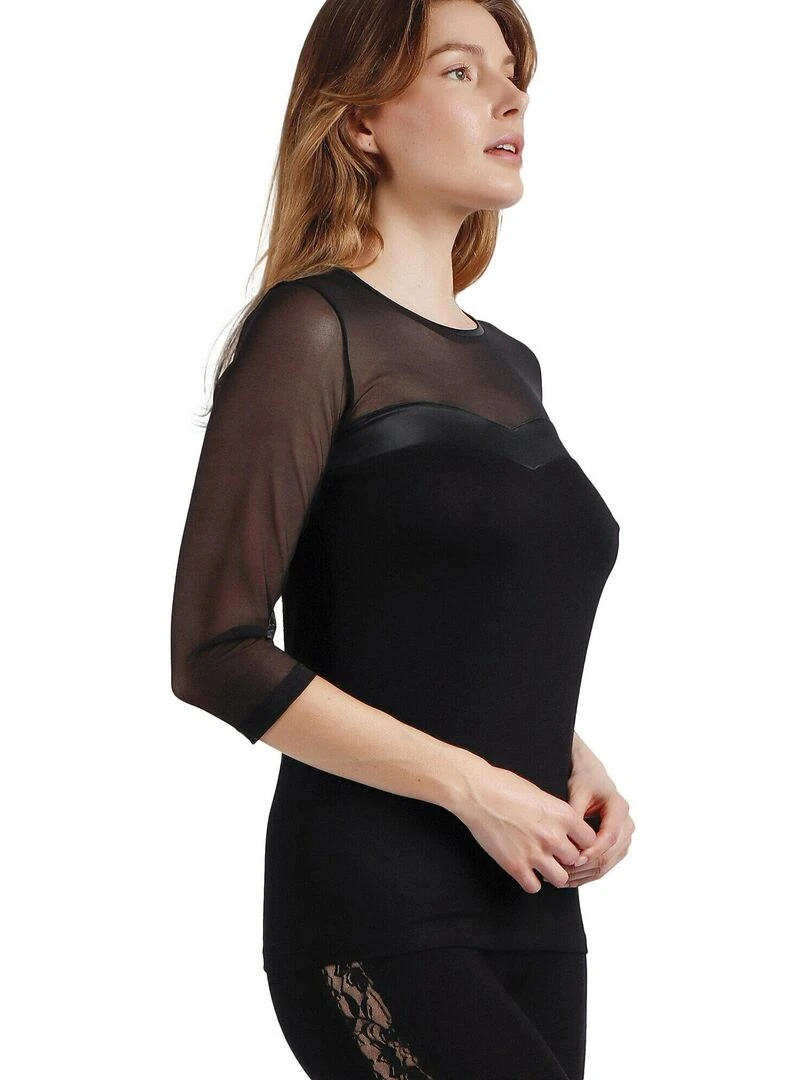 T shirt manches mi longues Detalle   Noir