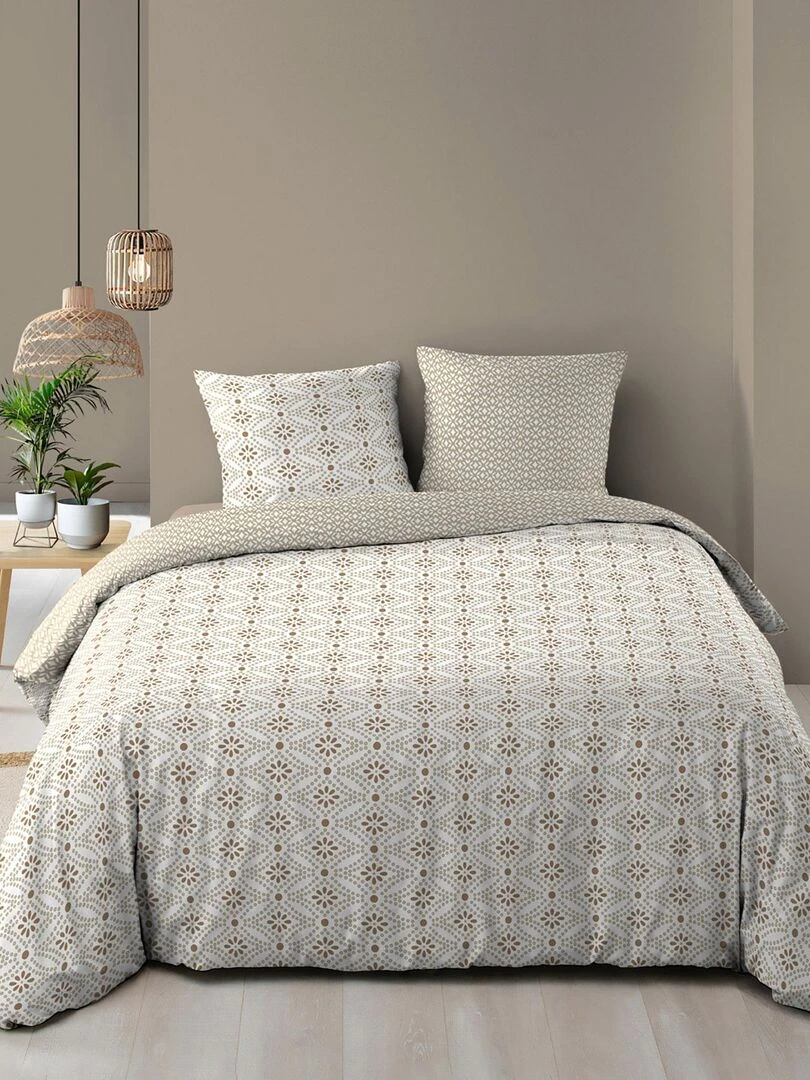 Housse de couette + 2 taies Collection Brianna   Beige
