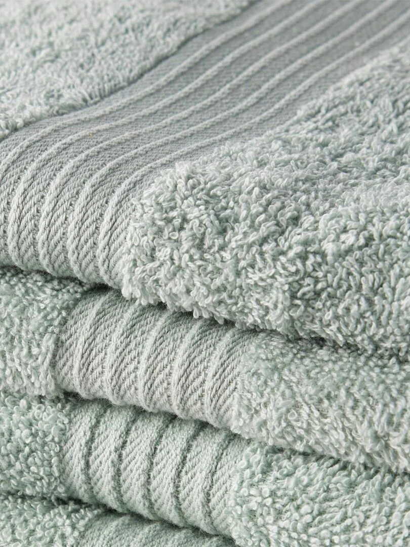 Lot de 4 serviettes invité + 4 serviettes de bain + 2 draps de bain coton uni ESSENTIAL Vert